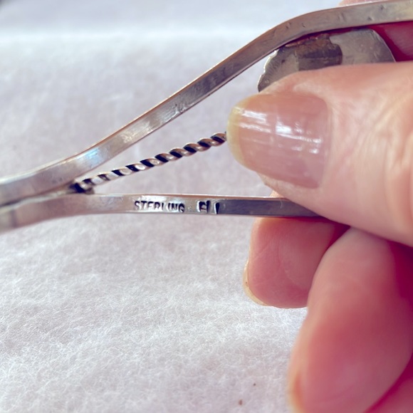 Brown Jasper & Sterling Cuff - Picture 3 of 4